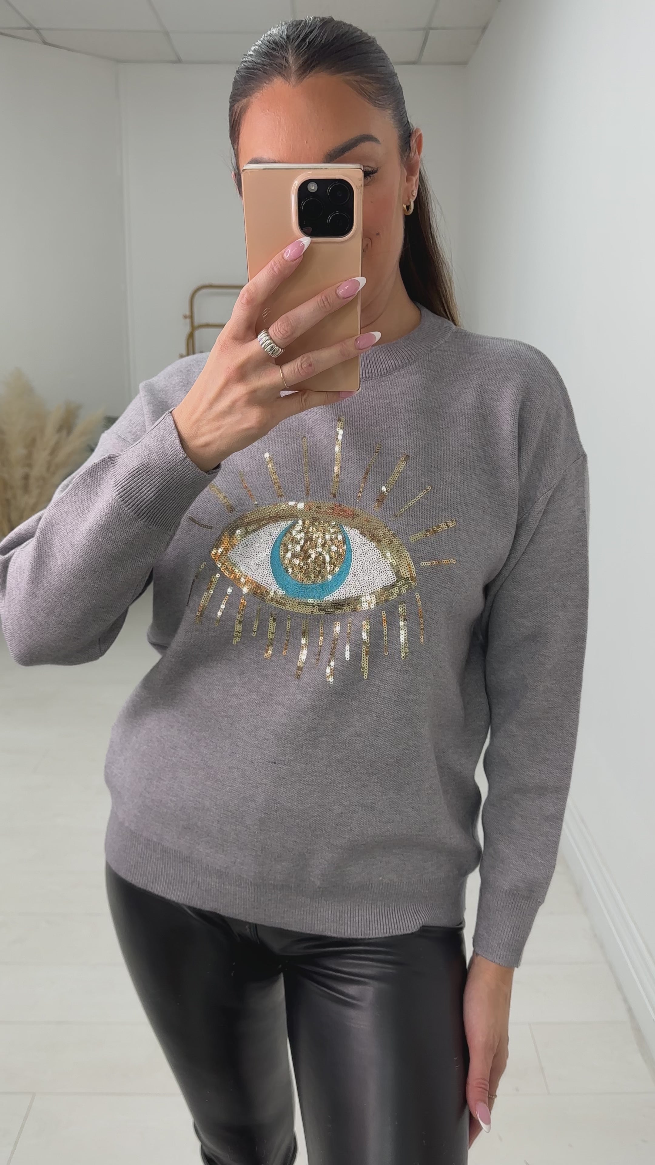 Load video: Francis Sequin Evil Eye Knit Jumper