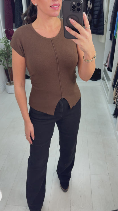 Elza Plain Ruched Side Knitted Top