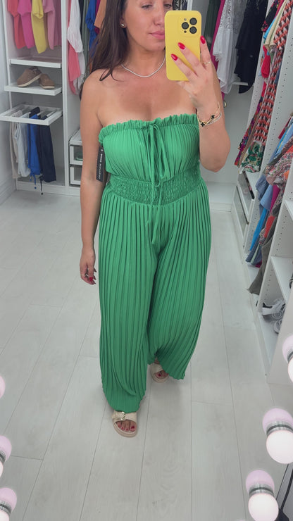 Cecily Elasticated Pleated Plain Jumpsuit