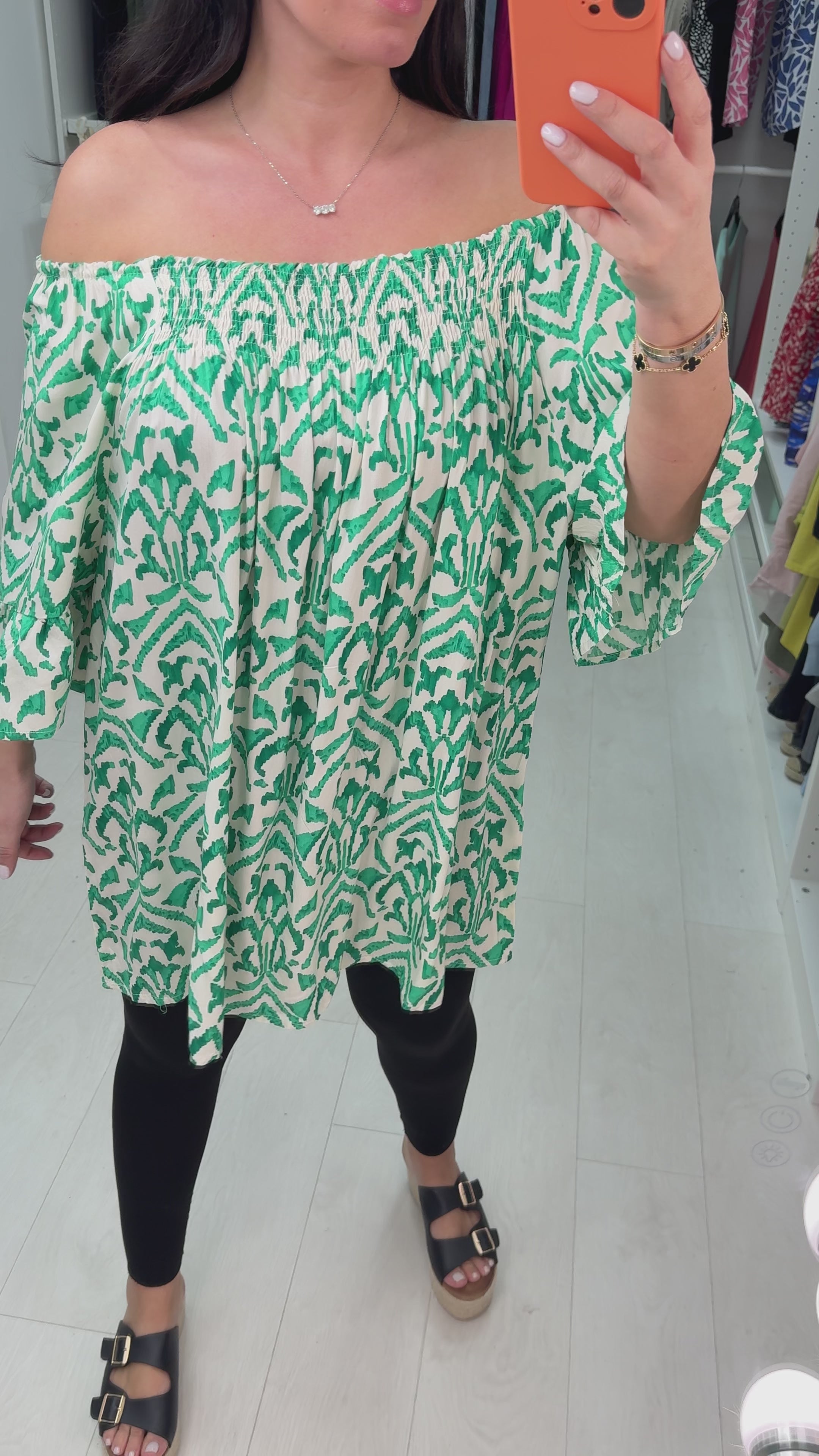 Load video: Casilla Baroque Print Bardot Top