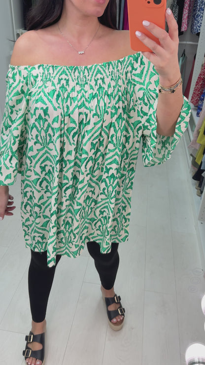 Casilla Baroque Print Bardot Top