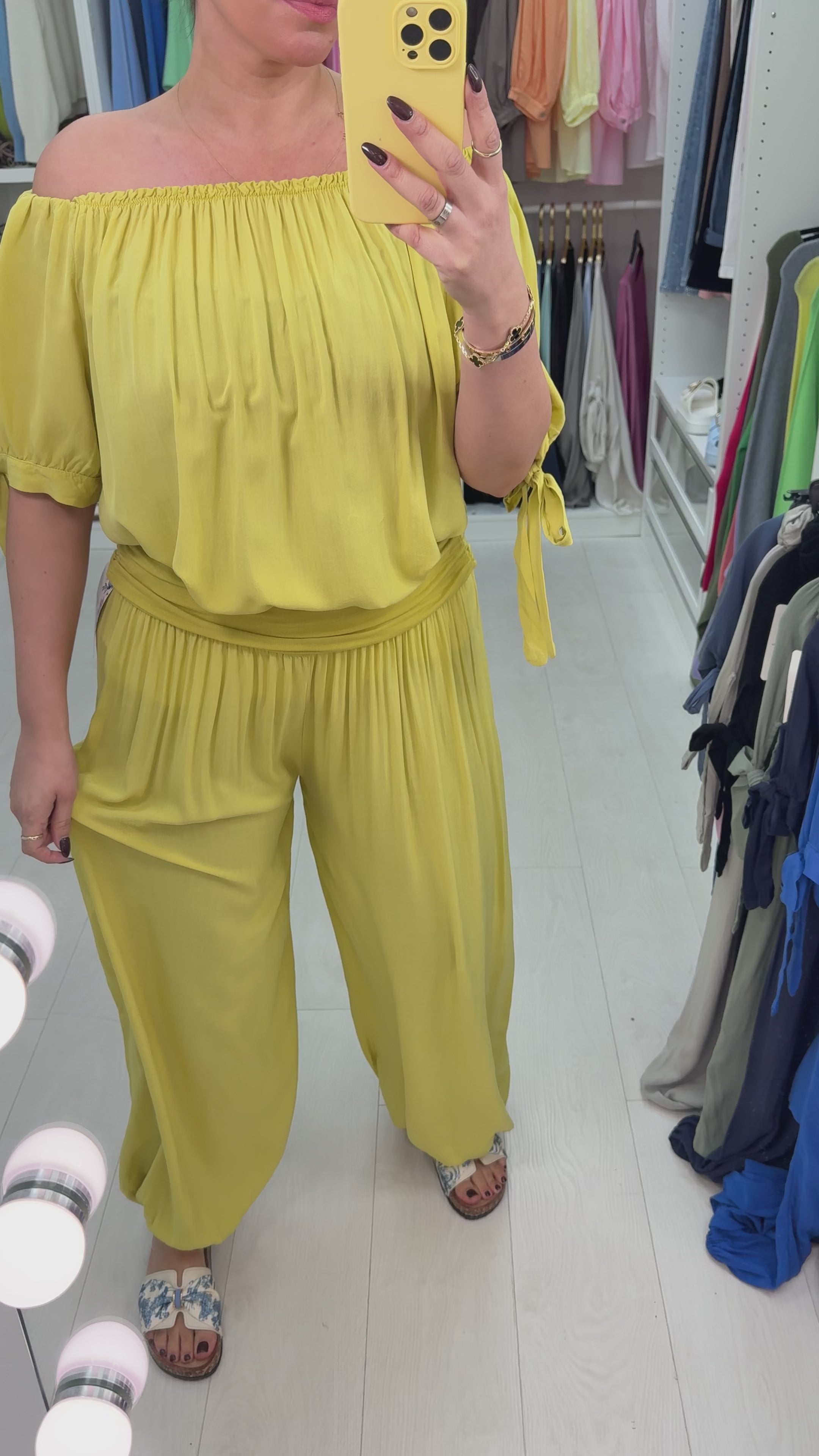 Load video: Sapphira Elasticated Tie Shoulder Hareem Co-Ord