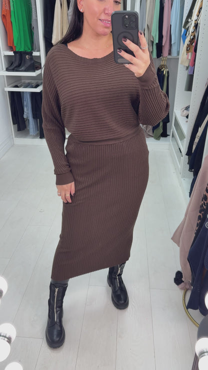 Freyanne Cable Detail Knitted Skirt Co-Ord Set