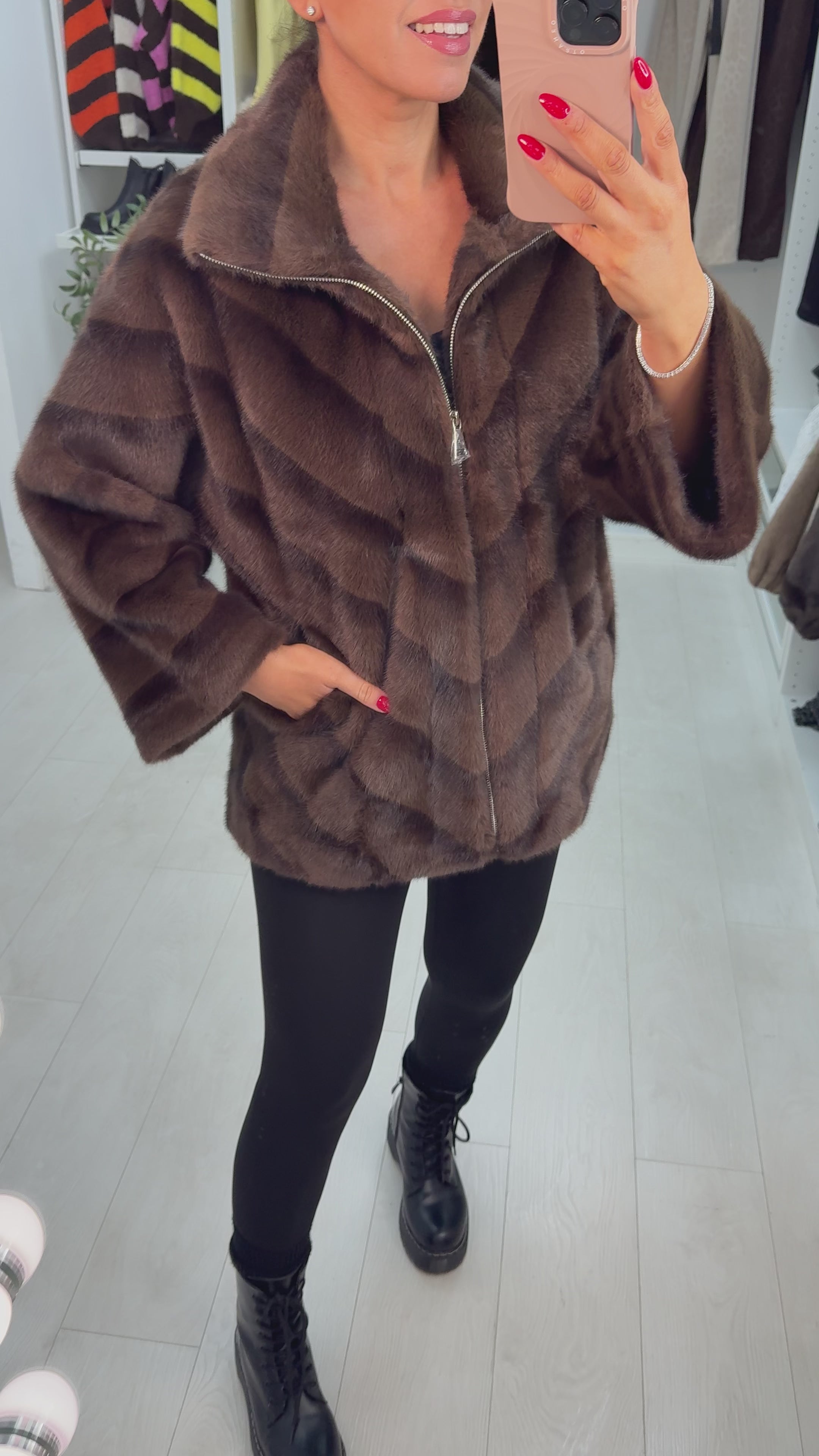 Load video: Giorgina Faux Fur Jacket