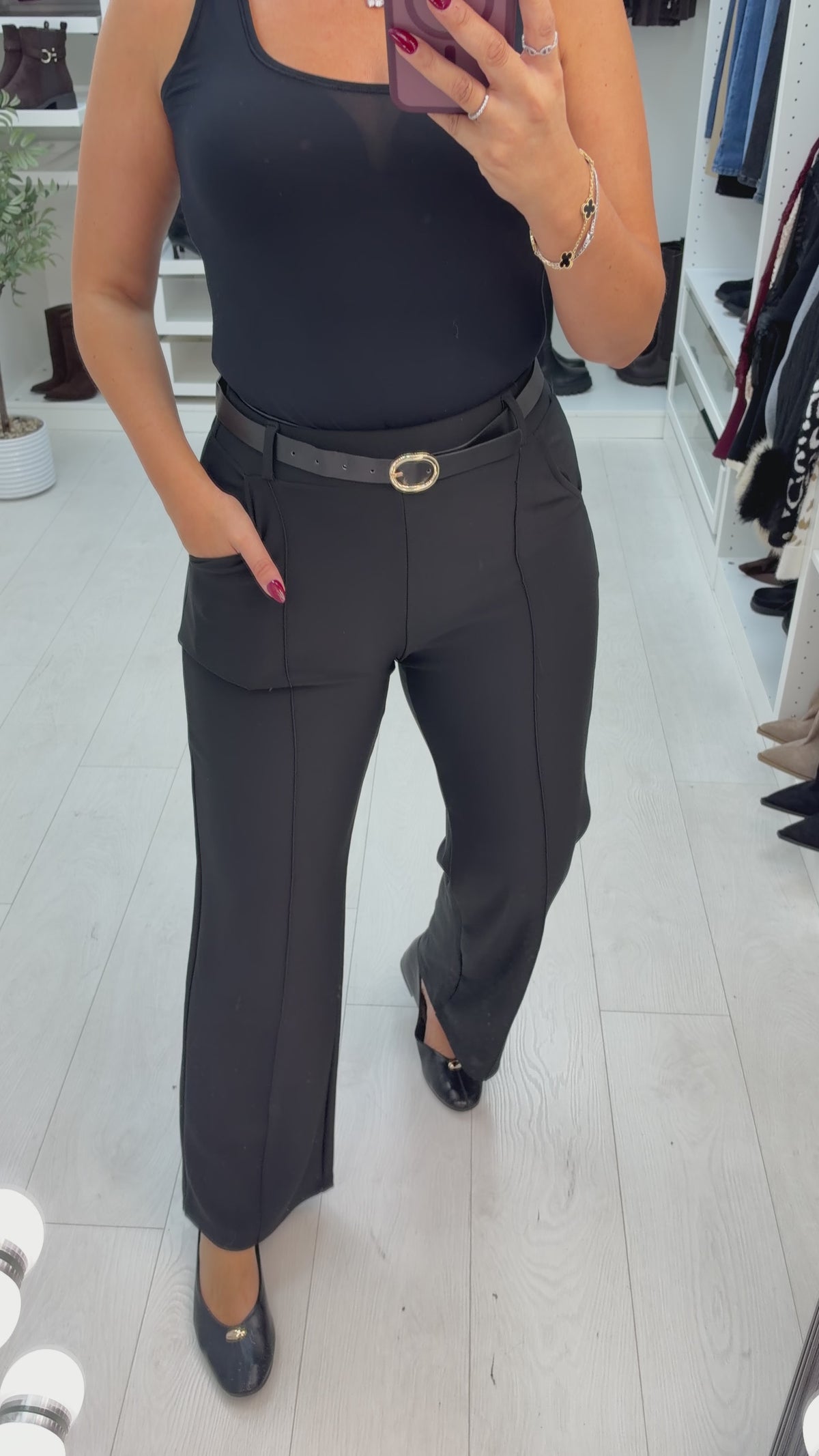 Rebella Belted Straight Leg Trousers