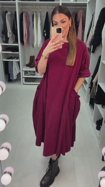 Caroline Oversized Side Pockets Midi Dress
