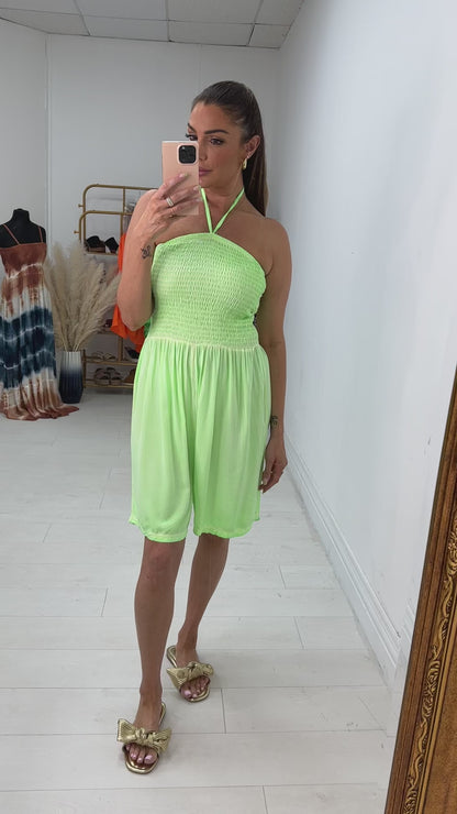 Isabella Neon Elasticated Bust Playsuit