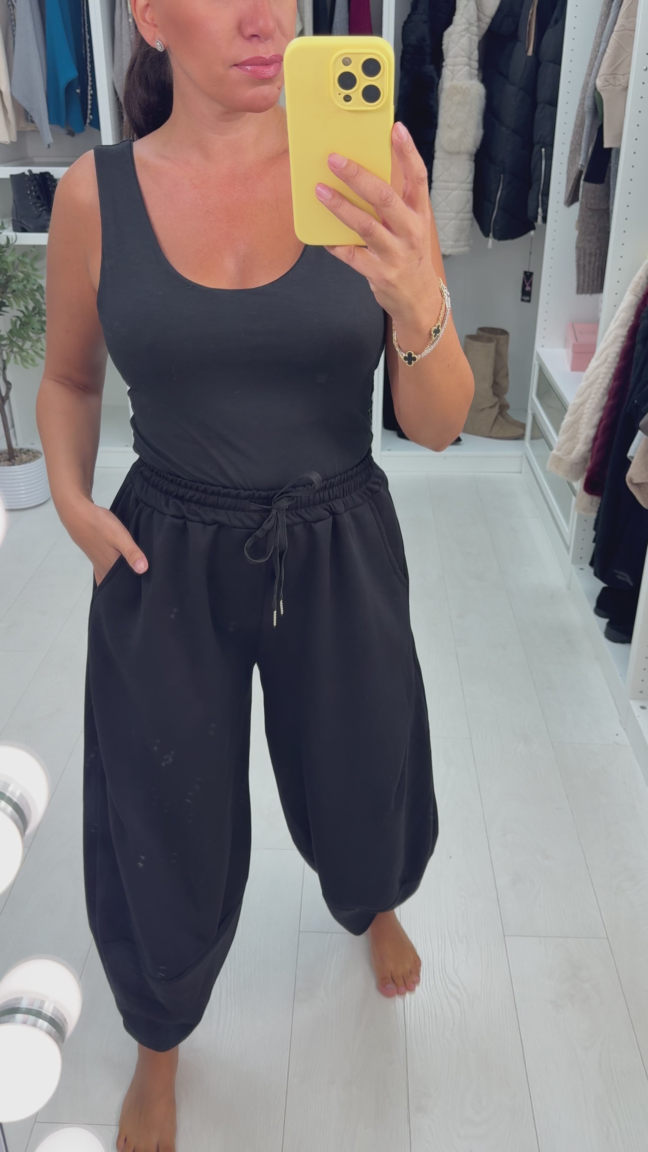 Load video: Roya Carrot Leg Loose Fit Joggers