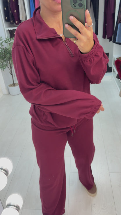Nadira Plain Quarter Zip Loungewear Set