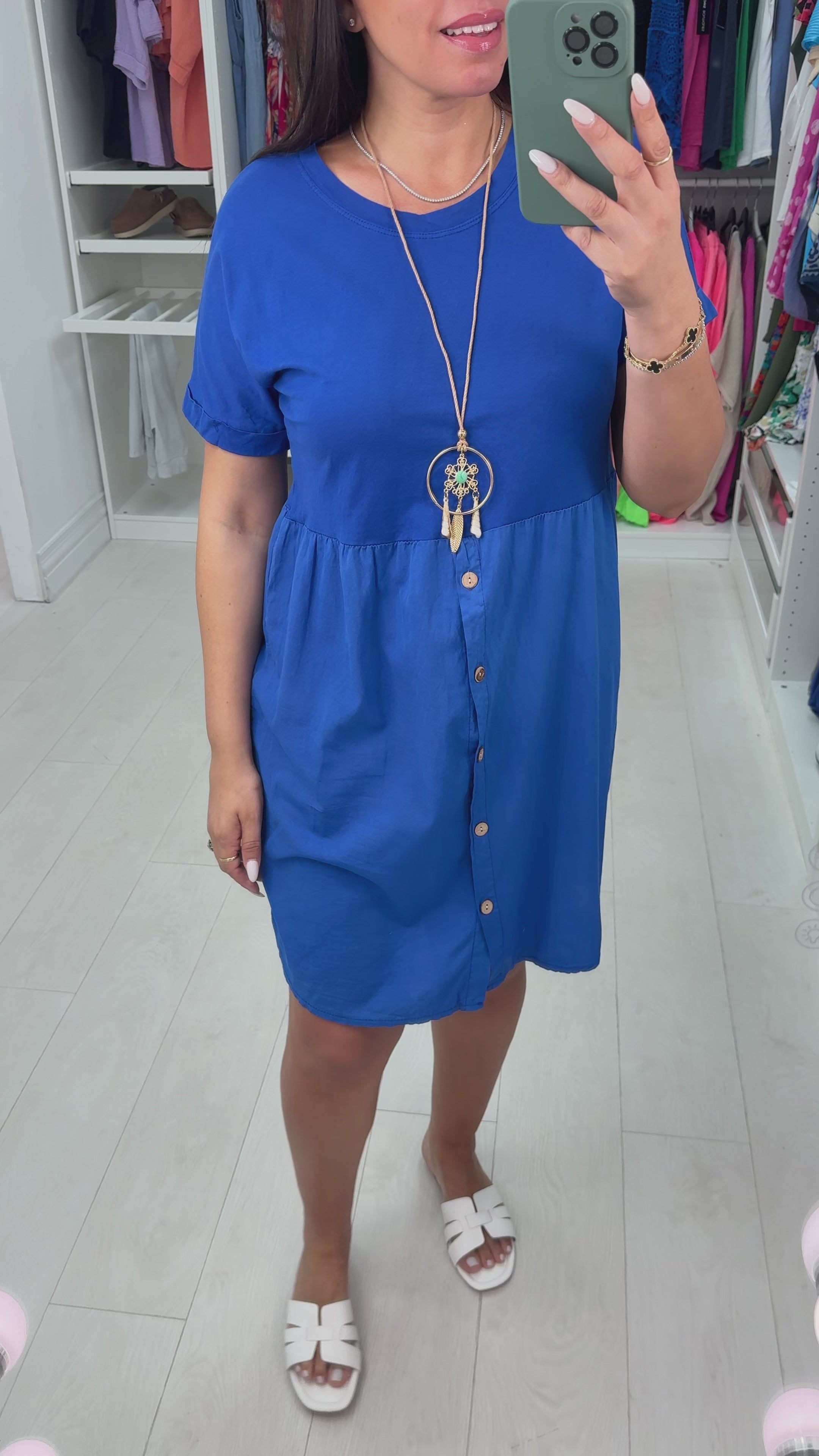 Palmina Button Detailed Necklace Dress