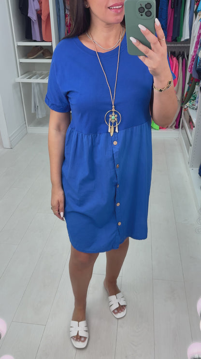 Palmina Button Detailed Necklace Dress