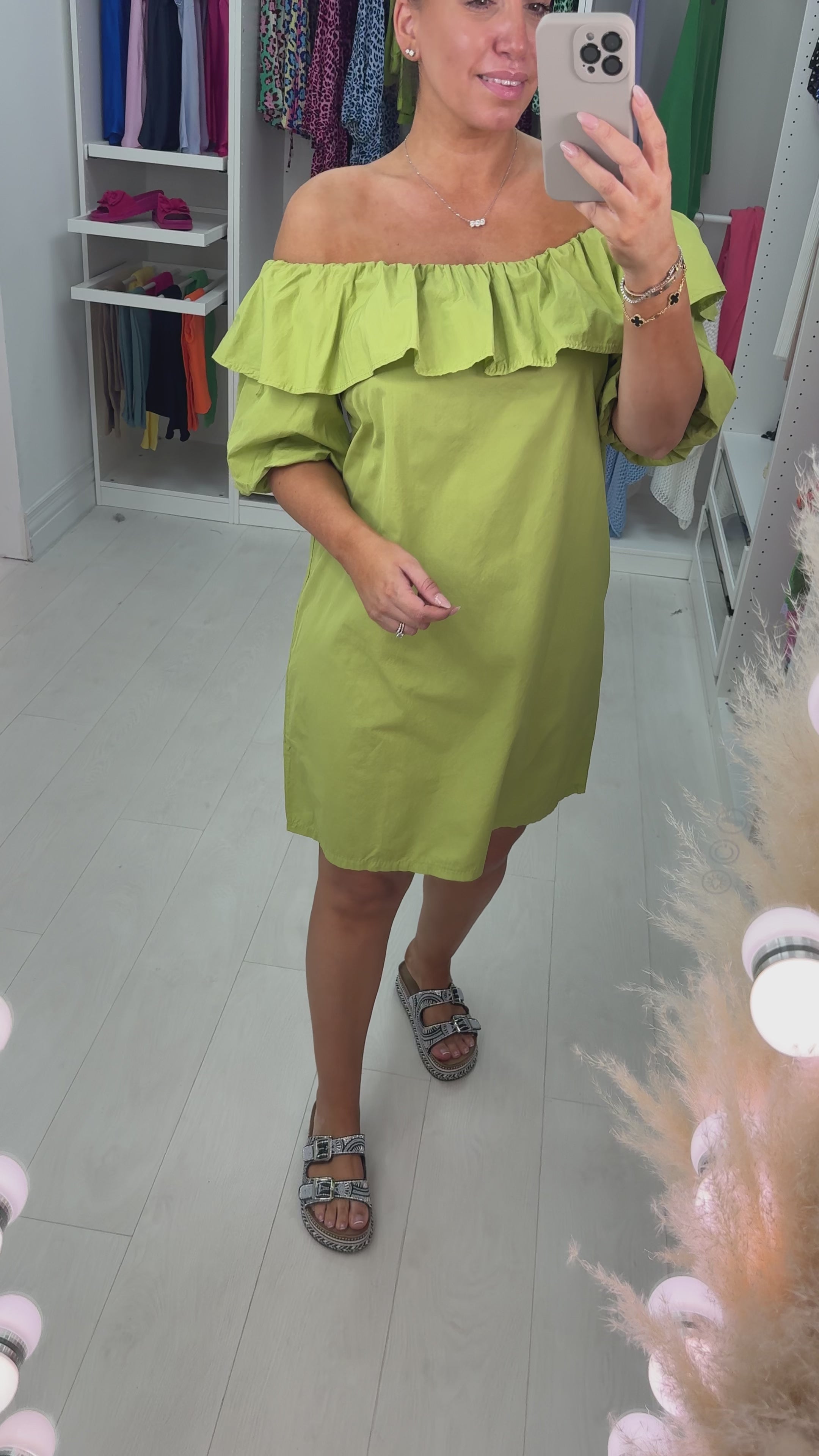 Load video: Marlena Puff Sleeve Spaghetti Strap Dress