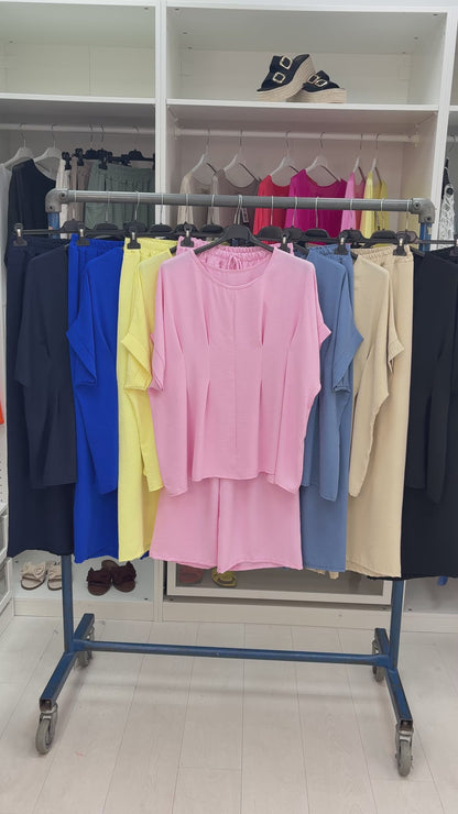 Leah Plain Loose Fit Crepe Co-Ord Set