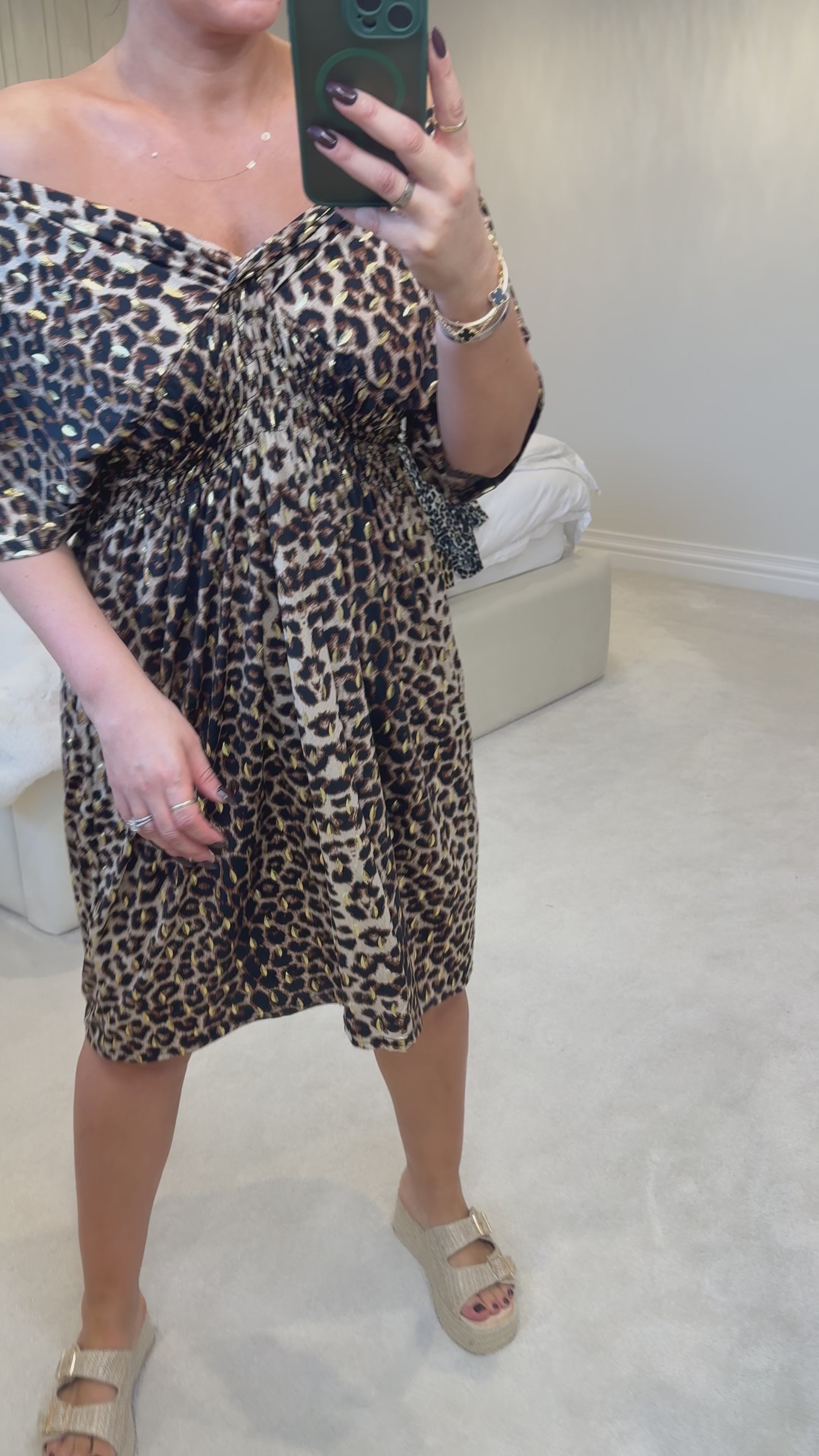 Load video: Kassandra Leopard Print Short Sleeve Magic Midi Dress