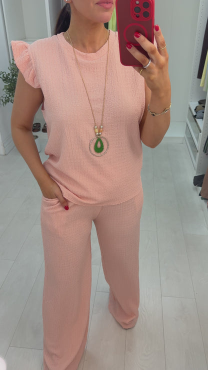 Willow Textured Co-Ord Set with Necklace
