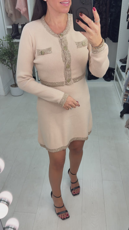 Sonia Ribbed Sequin Hem Detail 2 Piece Dress Co-Ord Set