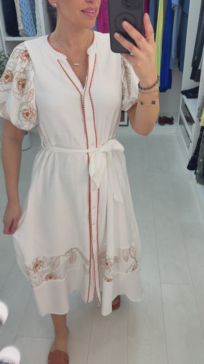 Eleanora Embroidered Ballon Sleeve Maxi Dress