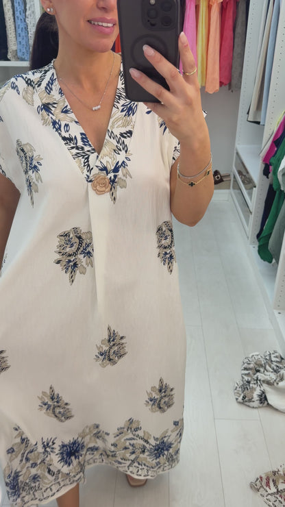 Janice V Neck Loose Fit Maxi Dress