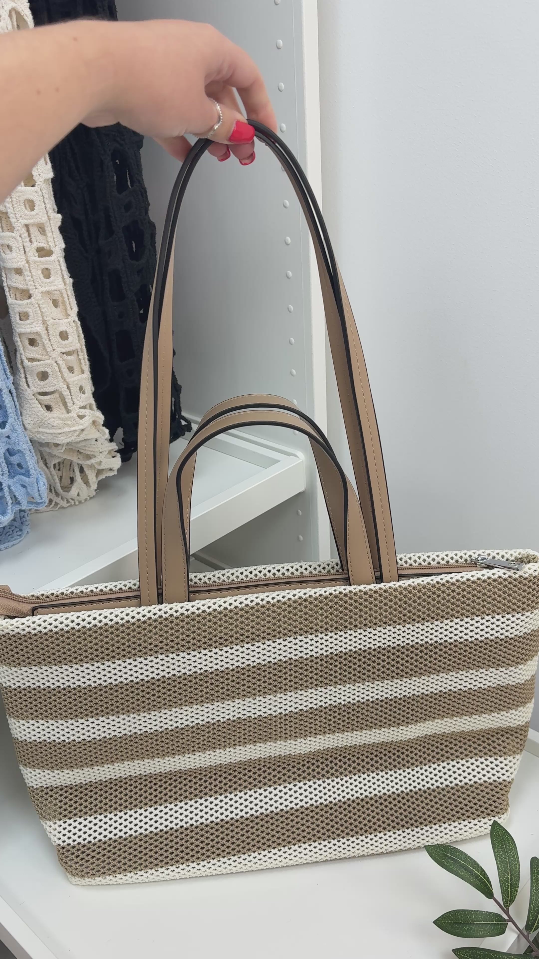 Load video: Helina Striped Shoulder Bag
