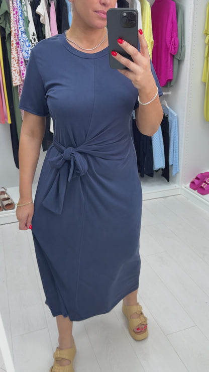 Pia Plain Tie Front Midi Dress