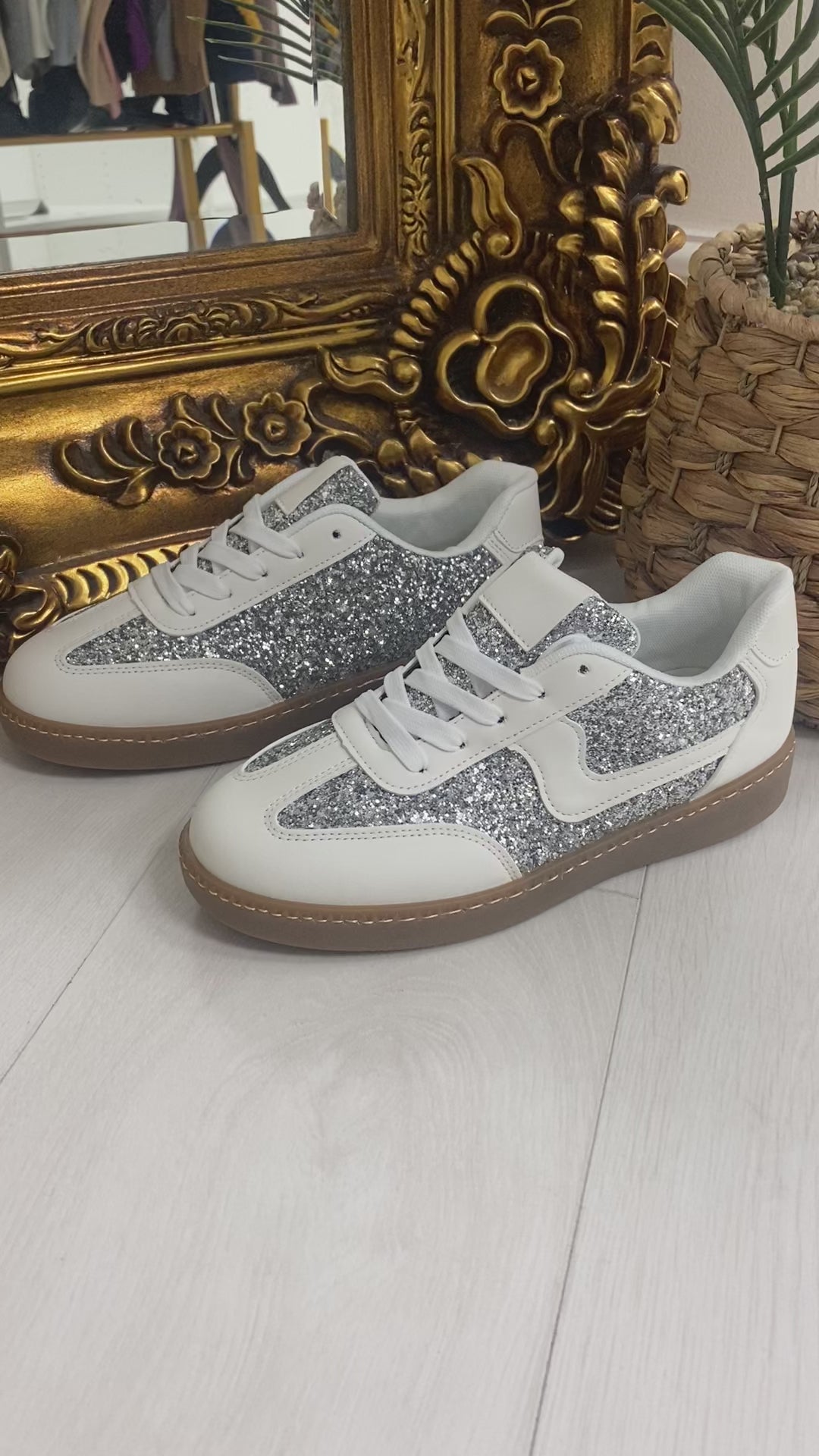 Load video: Lydia Glitter Detailed Trainers