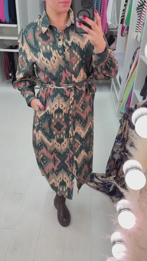 Load video: Kay Aztec Print Maxi Dress