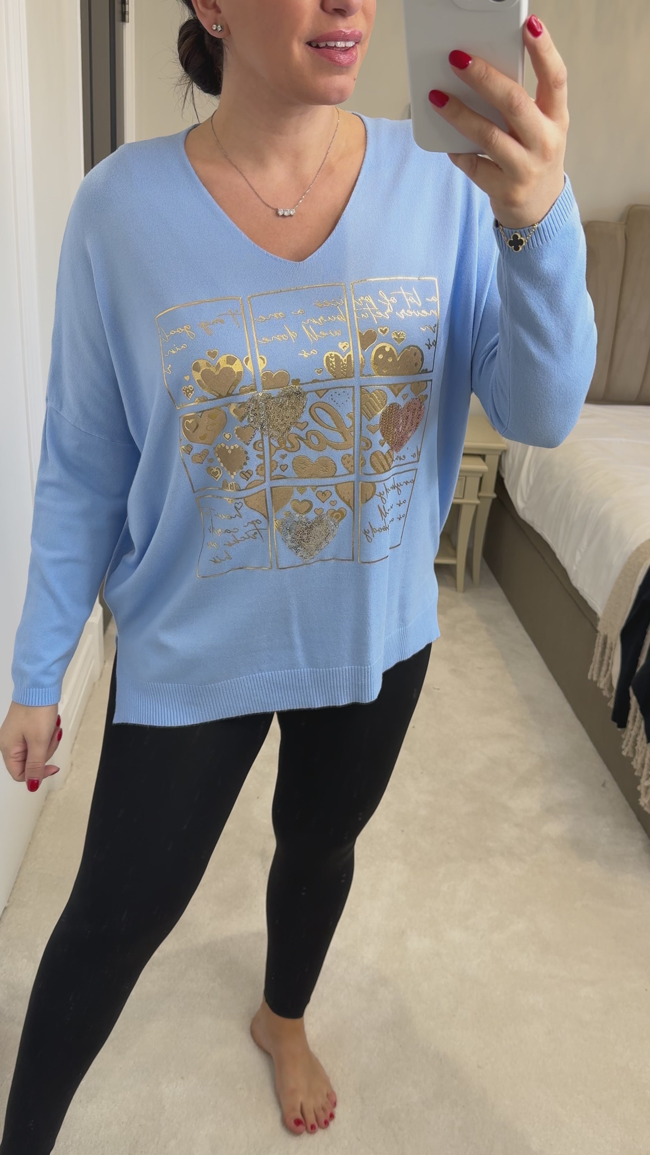 Load video: Demi 'Love' Metallic and Sequin Detail Fine Knit