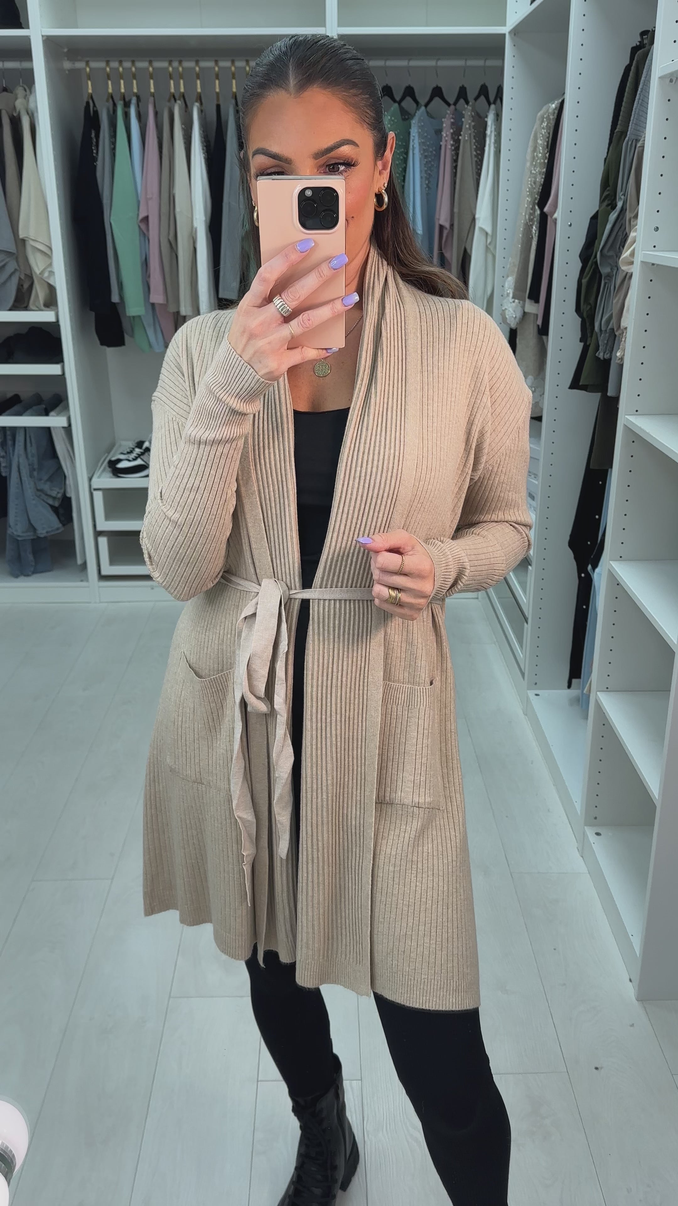 Hallie Plain Ribbed Longline Cardigan