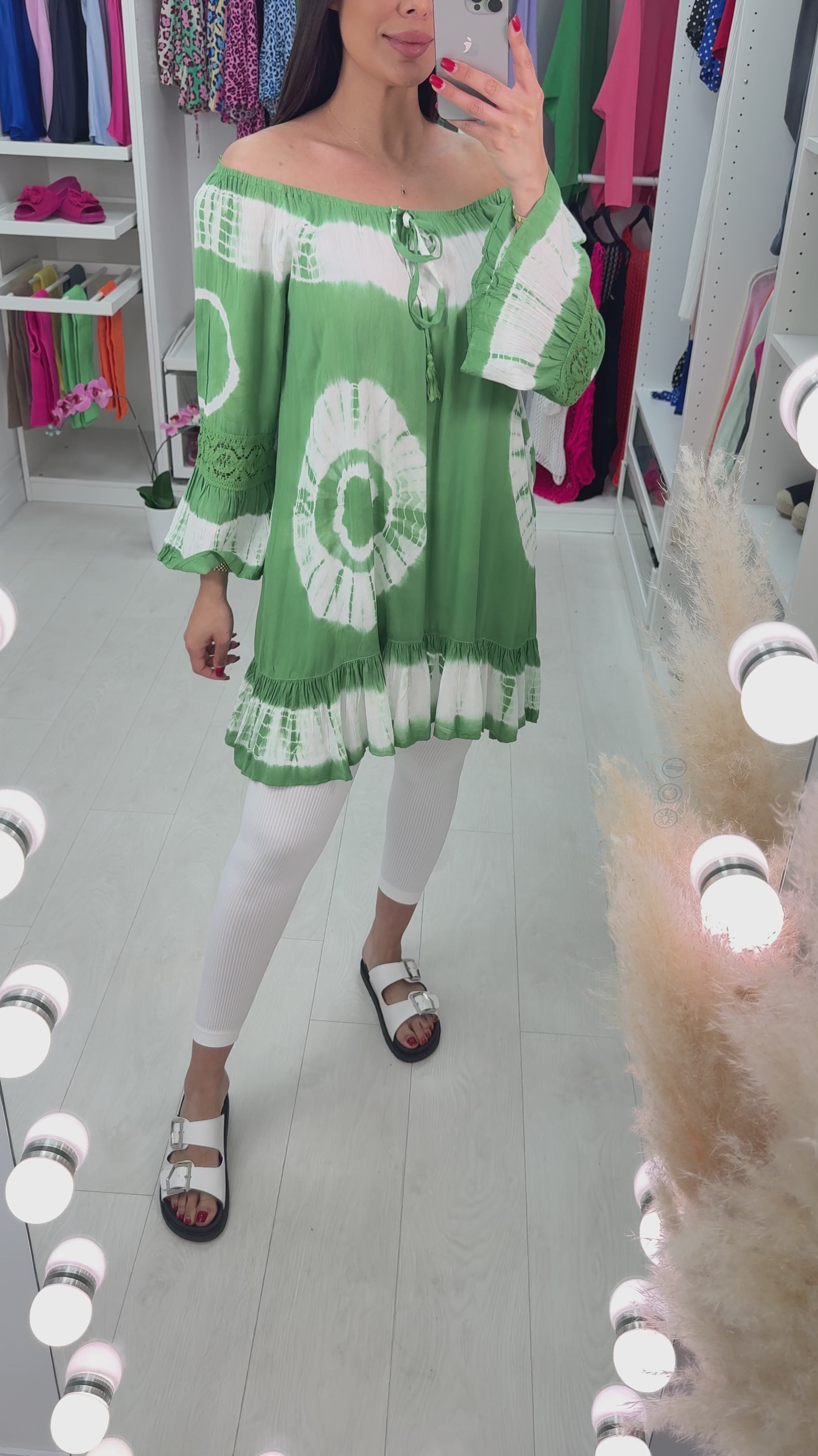 Zeina Tie Dye Bardot Smock Top