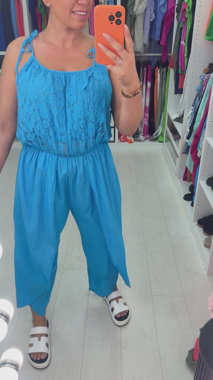 Blakely Plain Lace Detail Loose Fit Jumpsuit