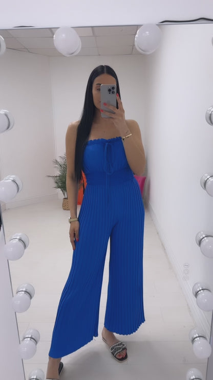 Cecily Elasticated Pleated Plain Jumpsuit