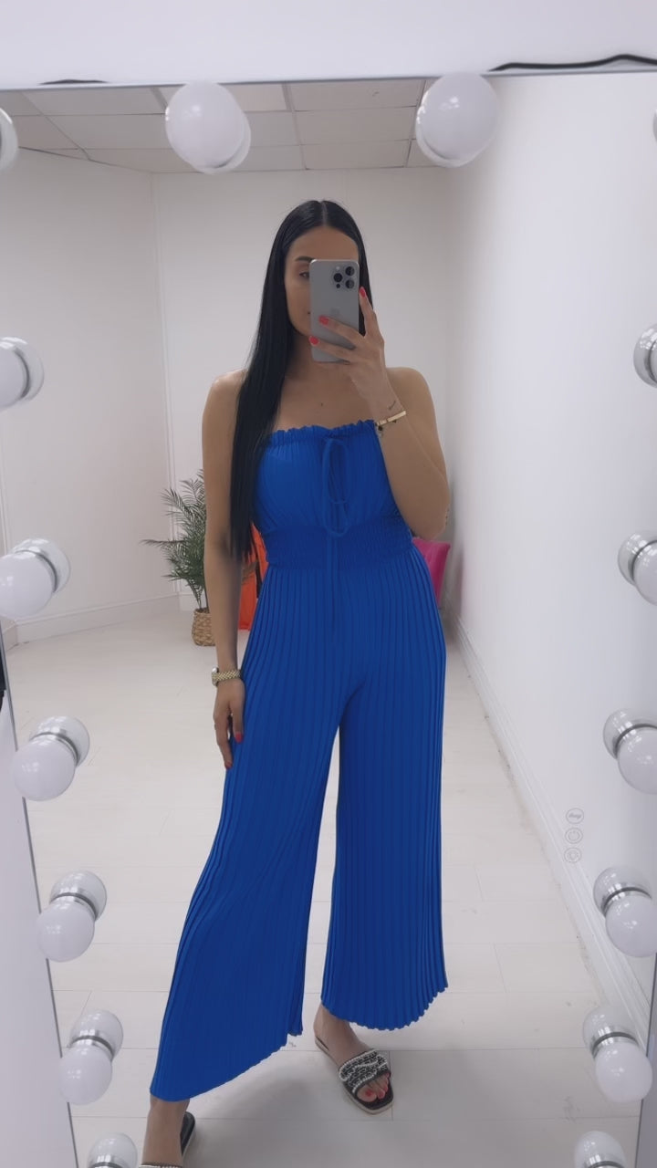 Cecily Elasticated Pleated Plain Jumpsuit