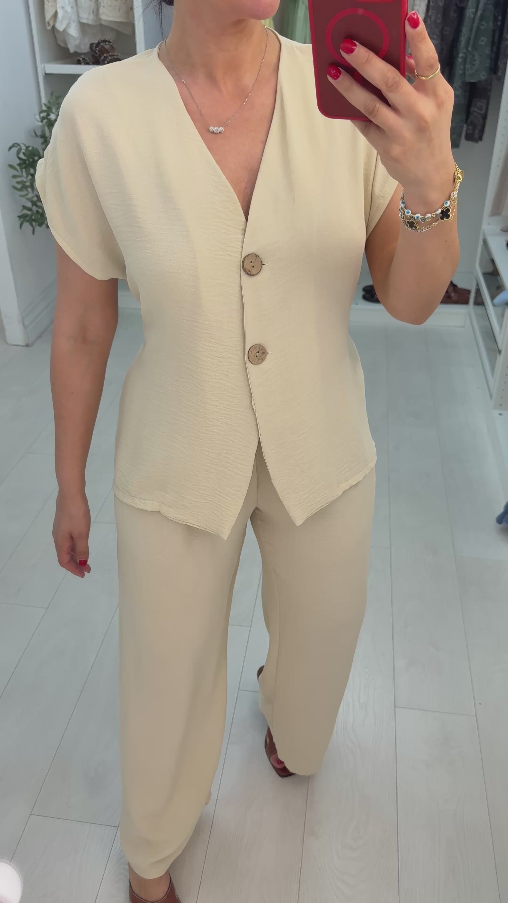 Load video: Brook Plain Button Front Co-Ord Set