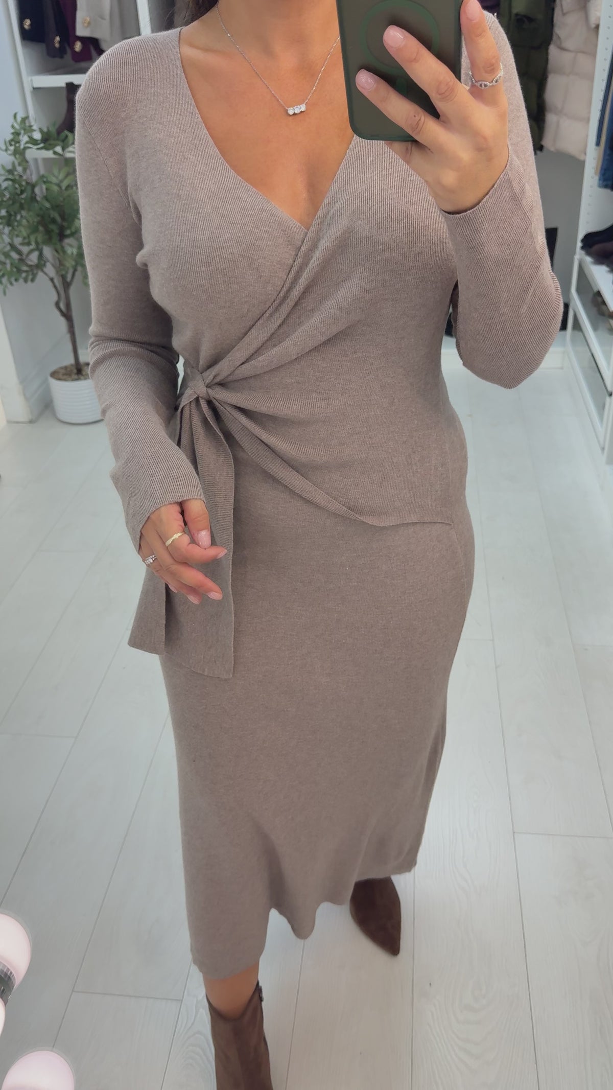 Alisa Plain V Neck Wrap Over Jumper Dress