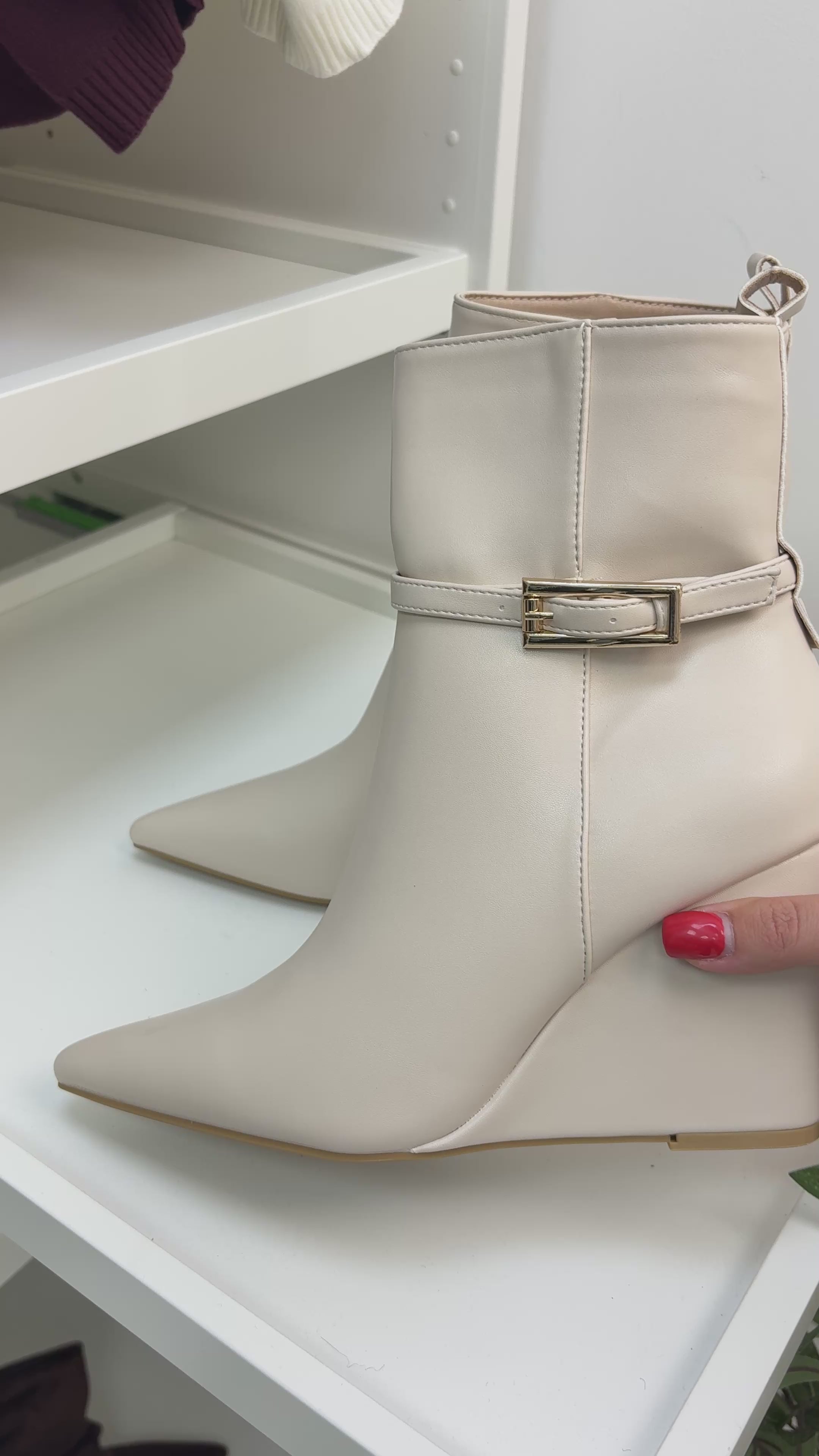 Alicia Faux Leather Pointed Wedge Boots