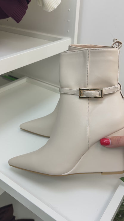 Alicia Faux Leather Pointed Wedge Boots