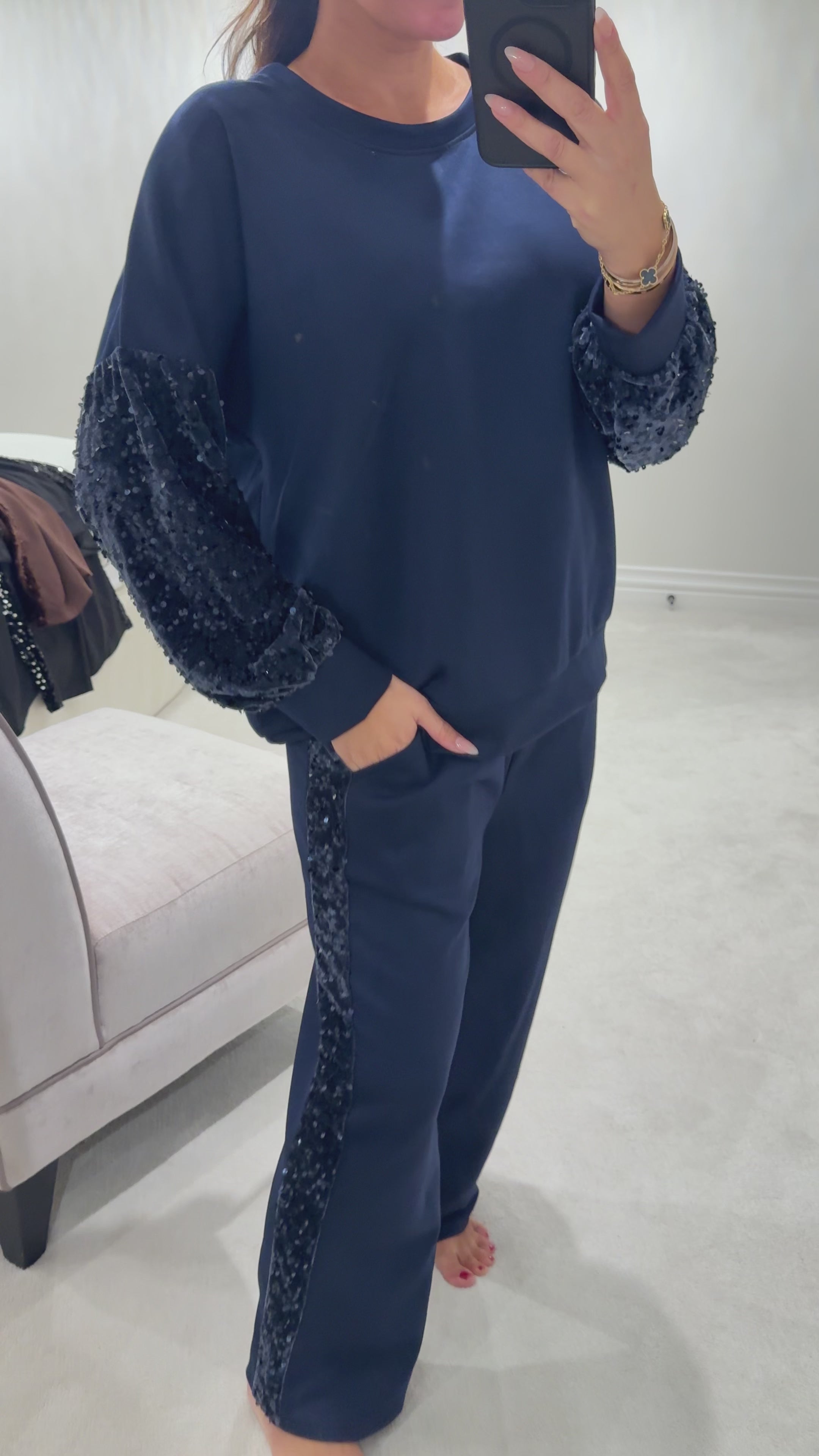 Tarin Sequin Detail Loungewear Set