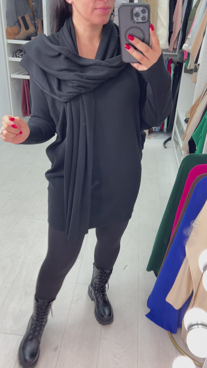 Tabitha Scarf Rib Knit Jumper Dress