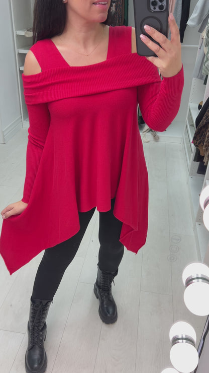 Malissa Drape Side Knitted Loose Fit Jumper