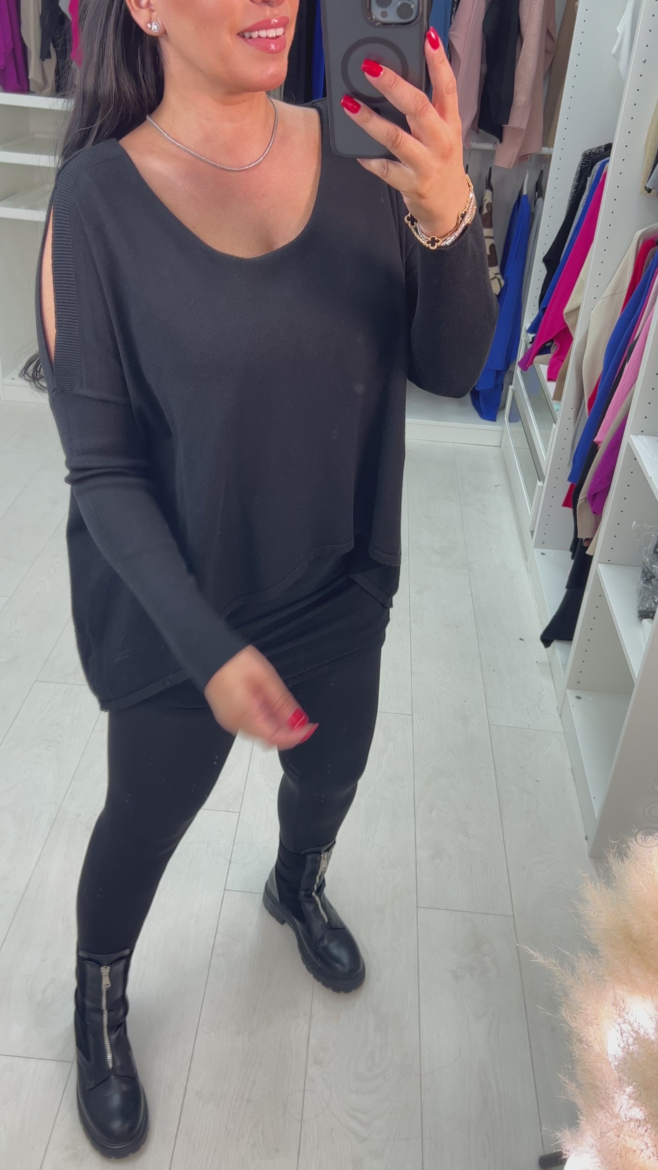 Candace Cold Shoulder Double Layered Jumper