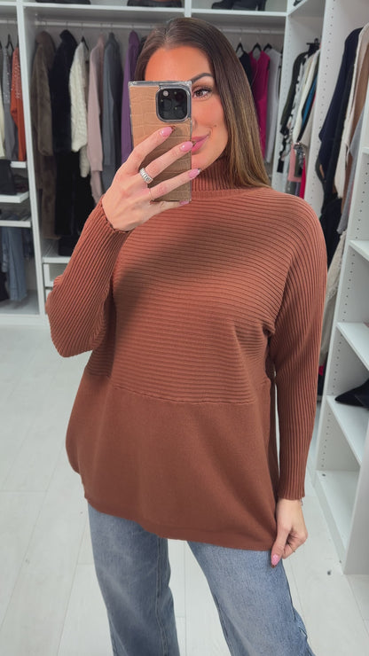 Sabrina Plain Ribbed Roll Neck Jumper
