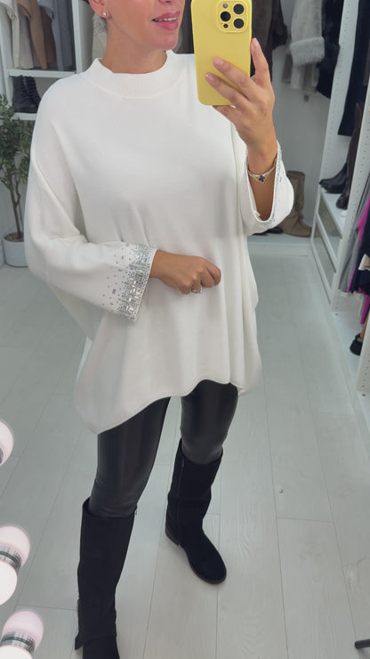 Estela Diamante Sleeve Detail Oversized Jumper