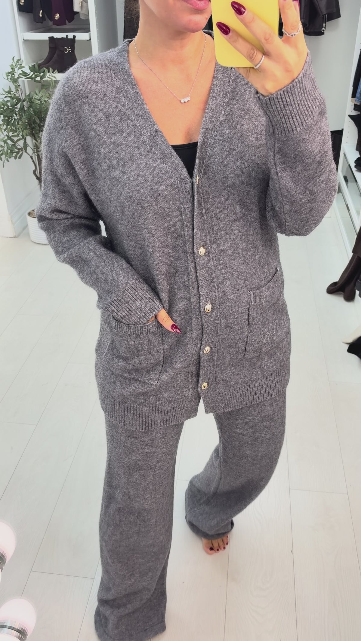 Hollis Plain Longline Cardigan Loungewear Set