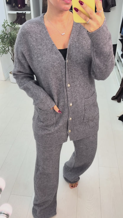 Hollis Plain Longline Cardigan Loungewear Set
