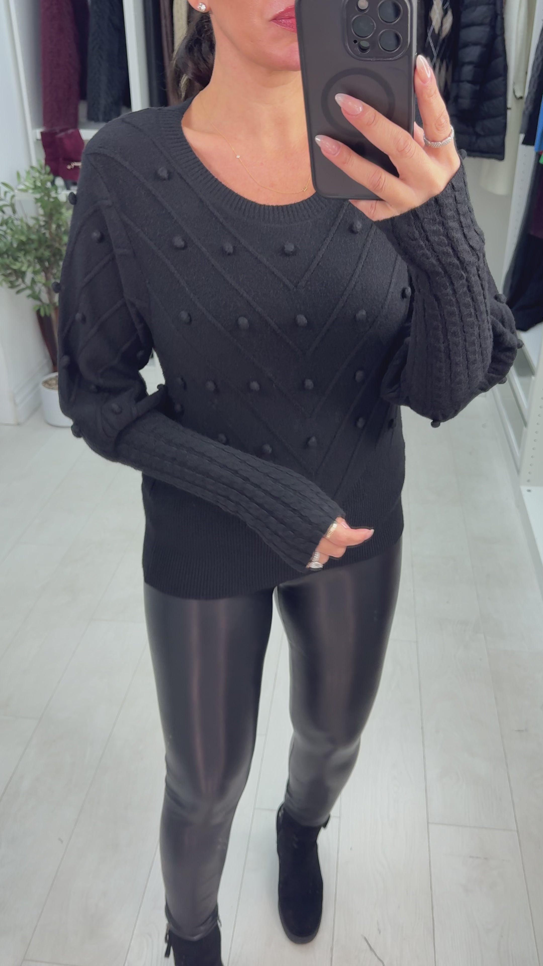 Load video: Kamila Asymmetric Balloon Sleeve Jumper