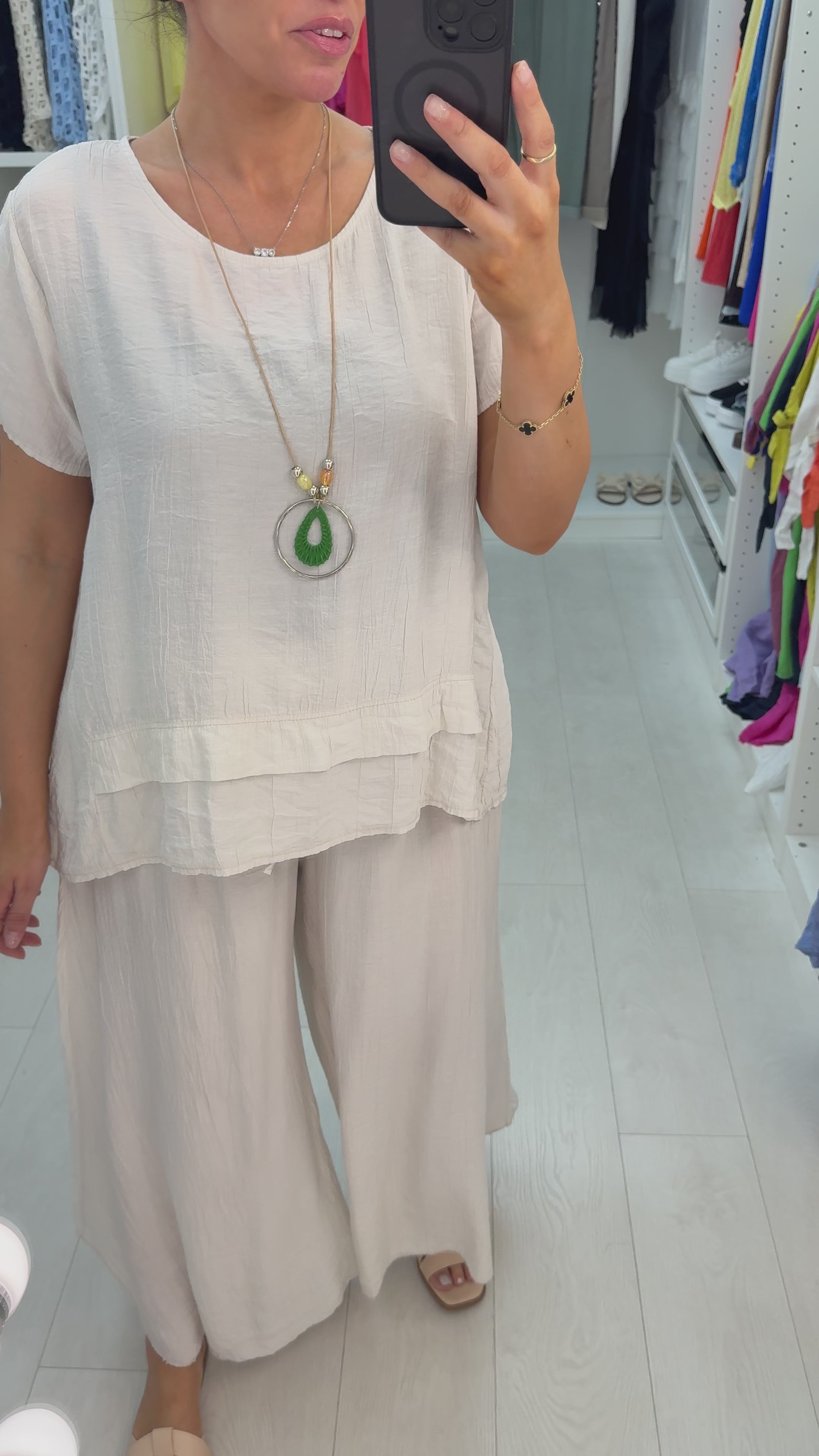 Freyanna Plain Textured Loose Fit Necklace Co-Ord Set