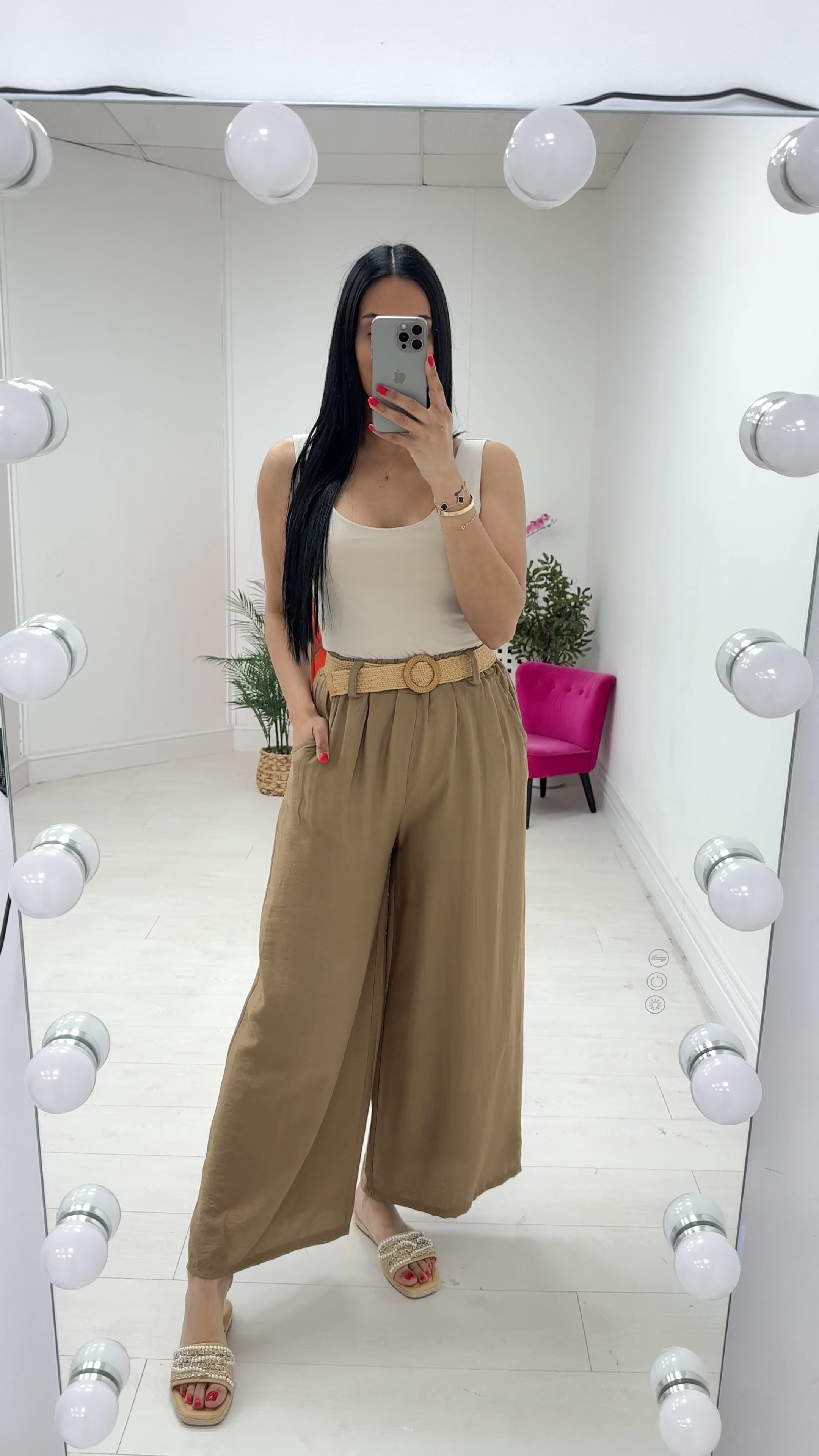 Honey Crepe Wide Leg Trousers