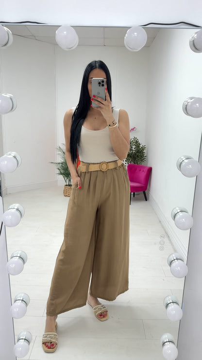 Honey Crepe Wide Leg Trousers