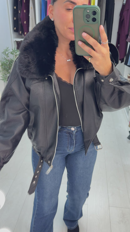 Talitah Faux Fur & Leather Jacket