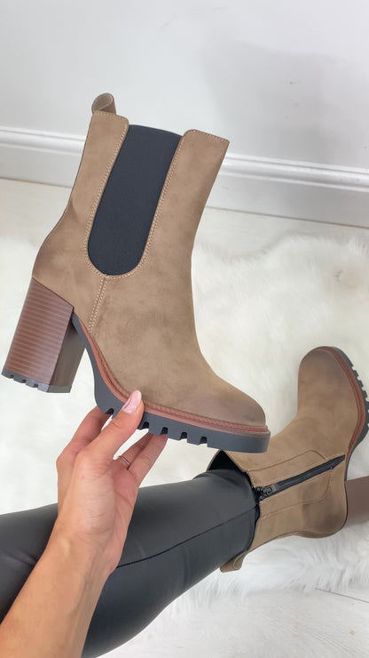 Chantria Faux Suede Heeled Boots
